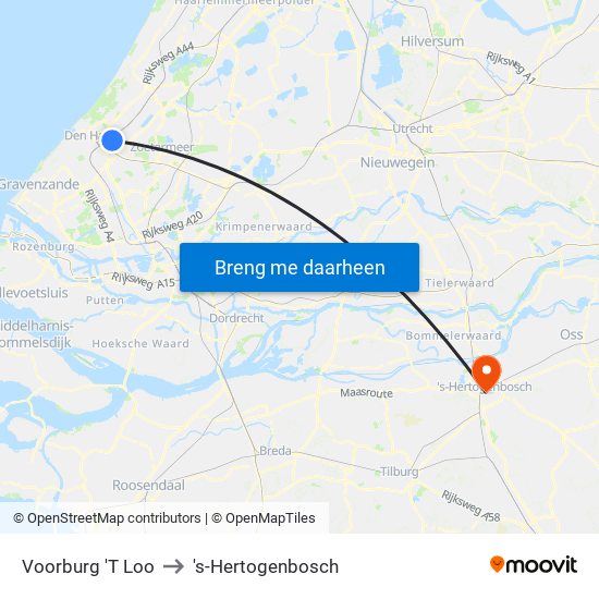 Voorburg 'T Loo to 's-Hertogenbosch map