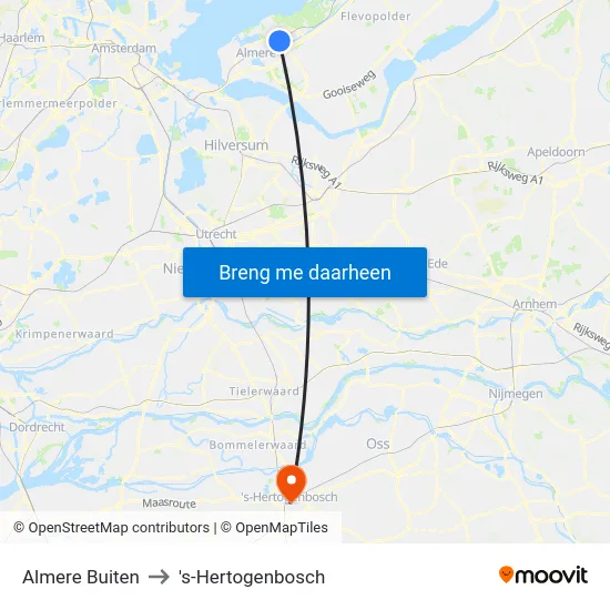 Almere Buiten to 's-Hertogenbosch map
