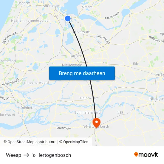 Weesp to 's-Hertogenbosch map