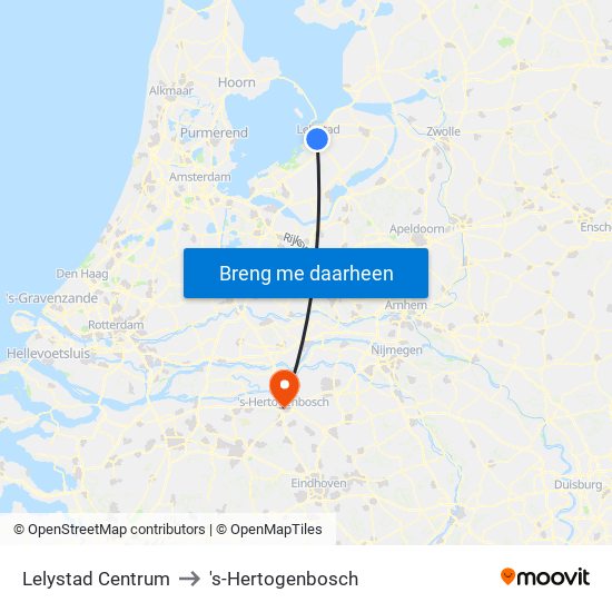 Lelystad Centrum to 's-Hertogenbosch map