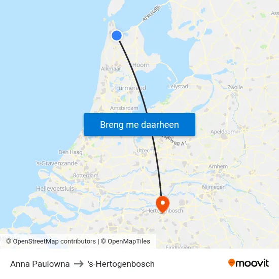 Anna Paulowna to 's-Hertogenbosch map