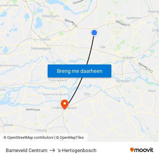 Barneveld Centrum to 's-Hertogenbosch map