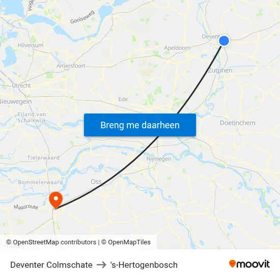 Deventer Colmschate to 's-Hertogenbosch map
