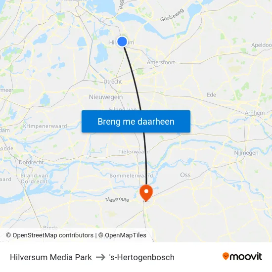 Hilversum Media Park to 's-Hertogenbosch map