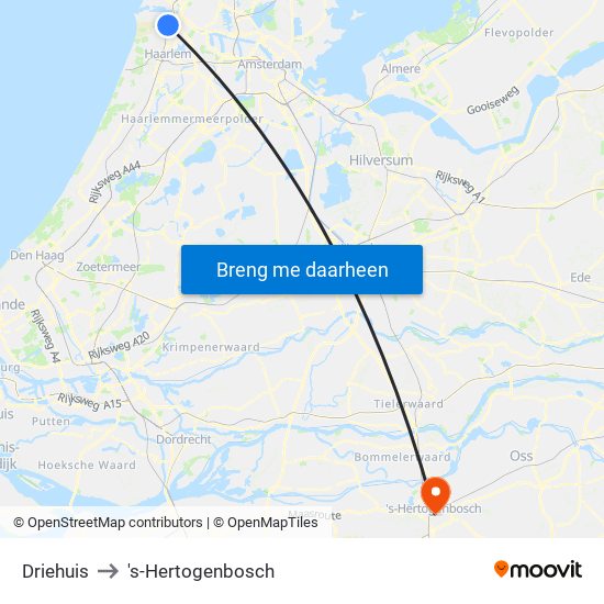 Driehuis to 's-Hertogenbosch map