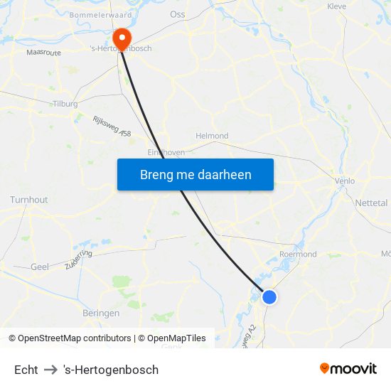 Echt to 's-Hertogenbosch map