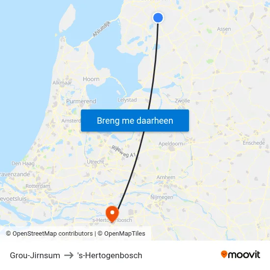 Grou-Jirnsum to 's-Hertogenbosch map