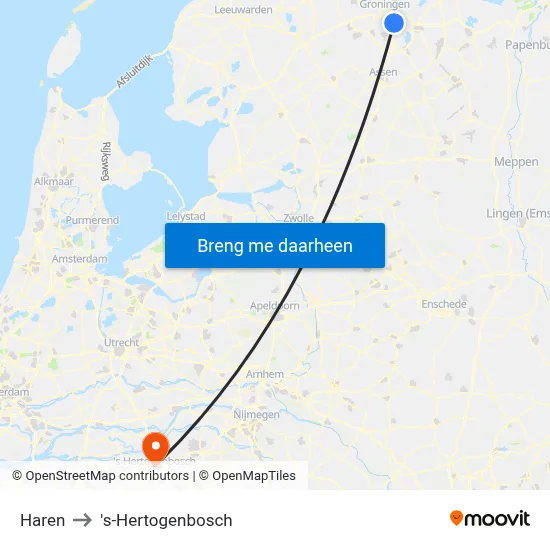 Haren to 's-Hertogenbosch map