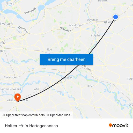 Holten to 's-Hertogenbosch map