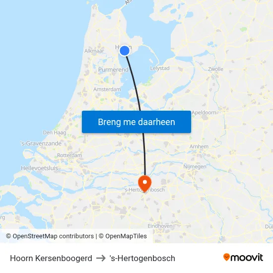 Hoorn Kersenboogerd to 's-Hertogenbosch map