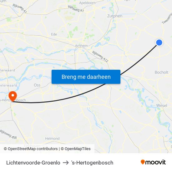 Lichtenvoorde-Groenlo to 's-Hertogenbosch map