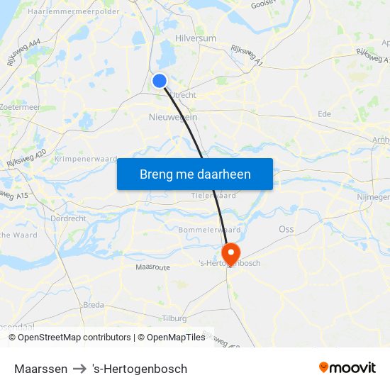 Maarssen to 's-Hertogenbosch map