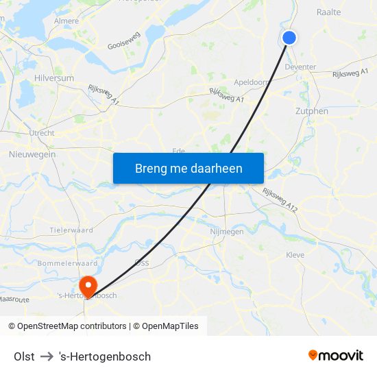 Olst to 's-Hertogenbosch map