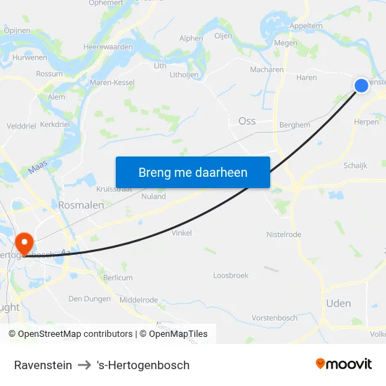 Ravenstein to 's-Hertogenbosch map