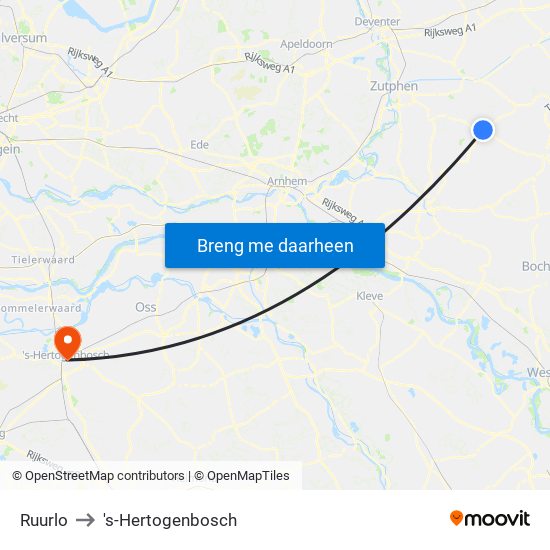 Ruurlo to 's-Hertogenbosch map