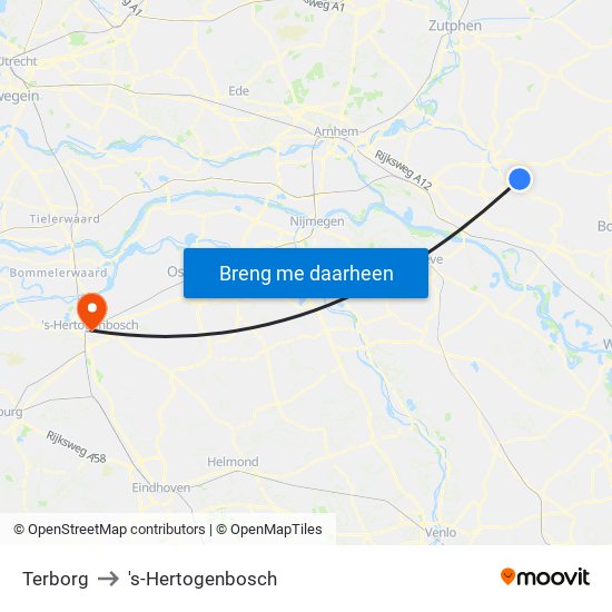 Terborg to 's-Hertogenbosch map