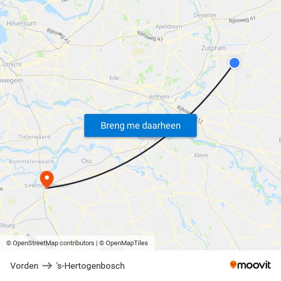 Vorden to 's-Hertogenbosch map