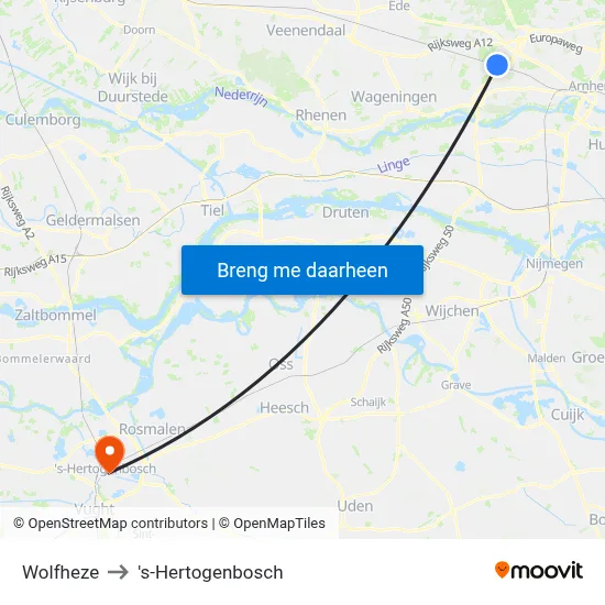 Wolfheze to 's-Hertogenbosch map
