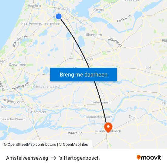 Amstelveenseweg to 's-Hertogenbosch map