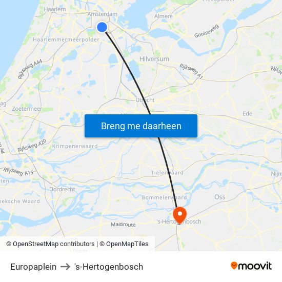 Europaplein to 's-Hertogenbosch map