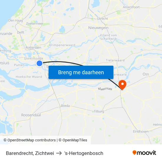 Barendrecht, Zichtwei to 's-Hertogenbosch map