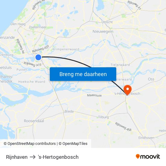 Rijnhaven to 's-Hertogenbosch map