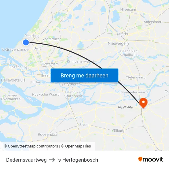 Dedemsvaartweg to 's-Hertogenbosch map