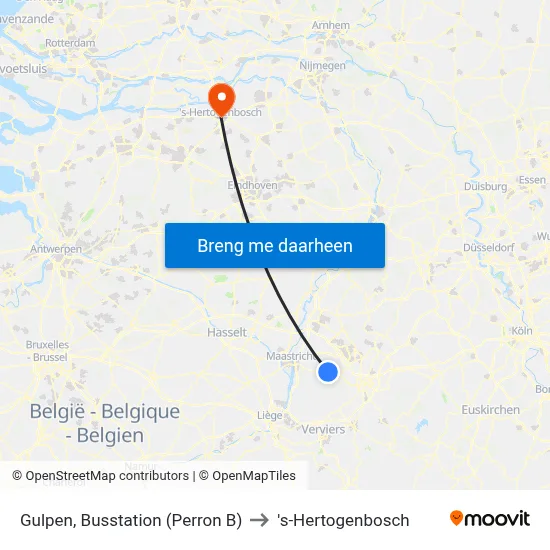 Gulpen, Busstation (Perron B) to 's-Hertogenbosch map