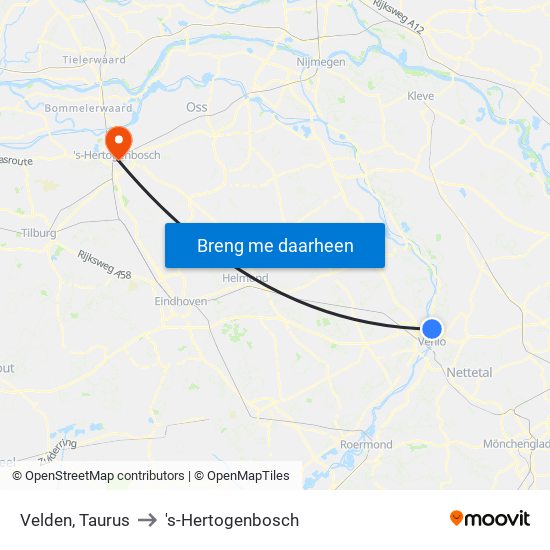 Velden, Taurus to 's-Hertogenbosch map