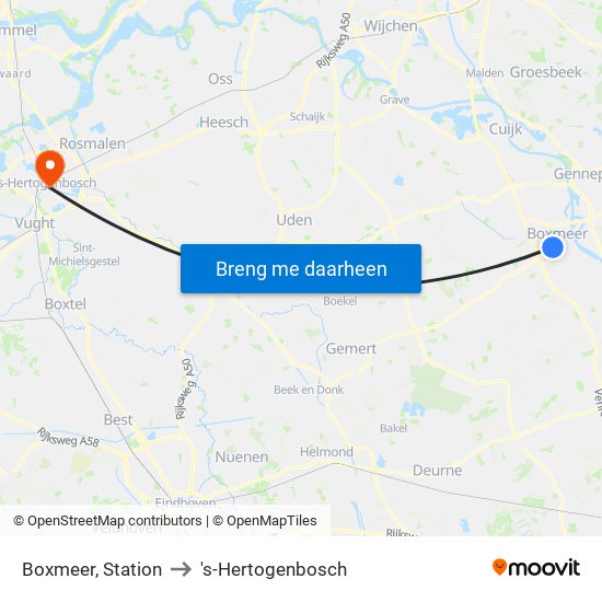 Boxmeer, Station to 's-Hertogenbosch map
