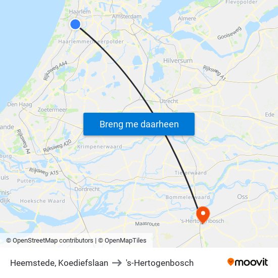 Heemstede, Koediefslaan to 's-Hertogenbosch map