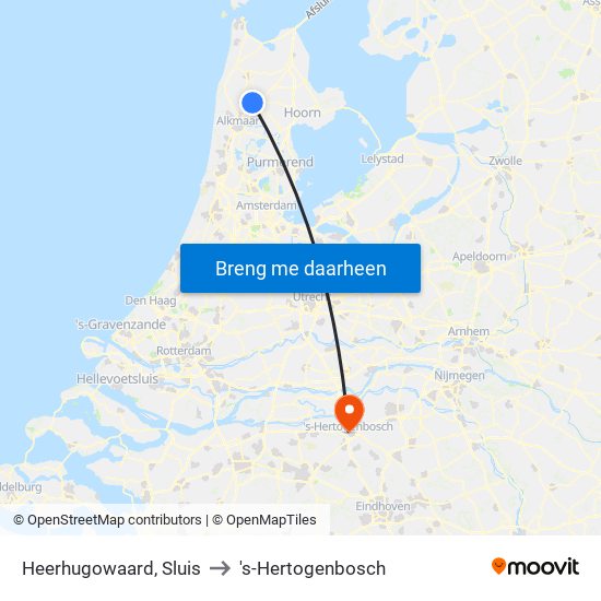 Heerhugowaard, Sluis to 's-Hertogenbosch map