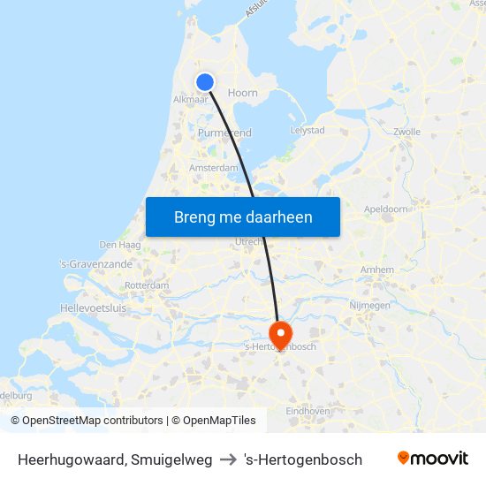 Heerhugowaard, Smuigelweg to 's-Hertogenbosch map