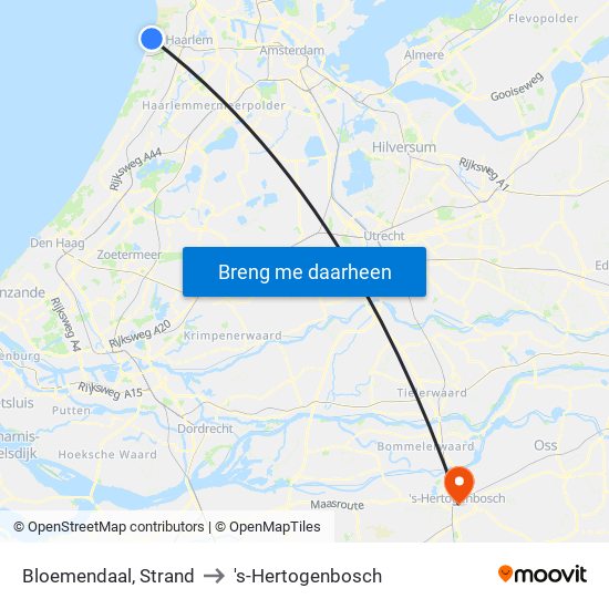 Bloemendaal, Strand to 's-Hertogenbosch map