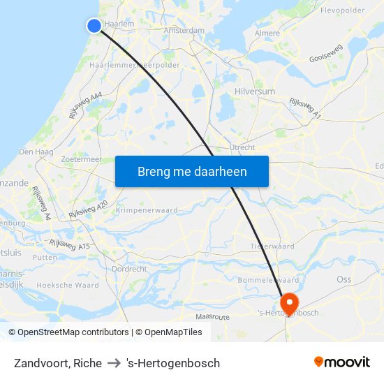 Zandvoort, Riche to 's-Hertogenbosch map
