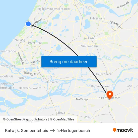 Katwijk, Gemeentehuis to 's-Hertogenbosch map