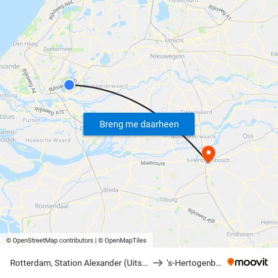 Rotterdam, Station Alexander (Uitstaphalte) to 's-Hertogenbosch map