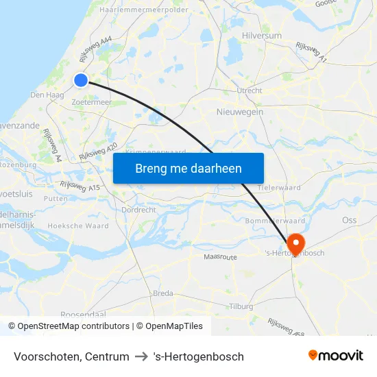 Voorschoten, Centrum to 's-Hertogenbosch map