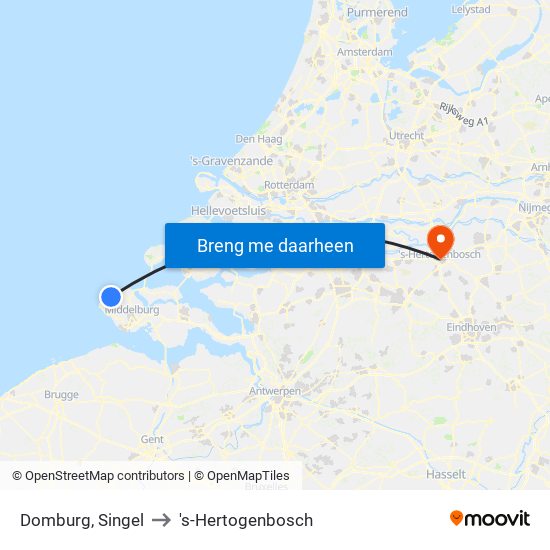 Domburg, Singel to 's-Hertogenbosch map