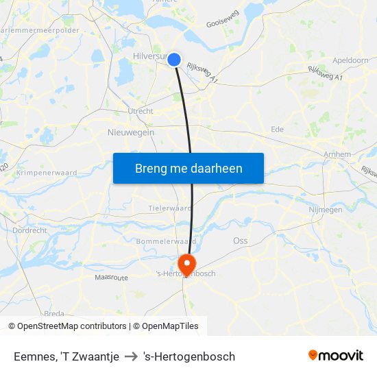 Eemnes, 'T Zwaantje to 's-Hertogenbosch map