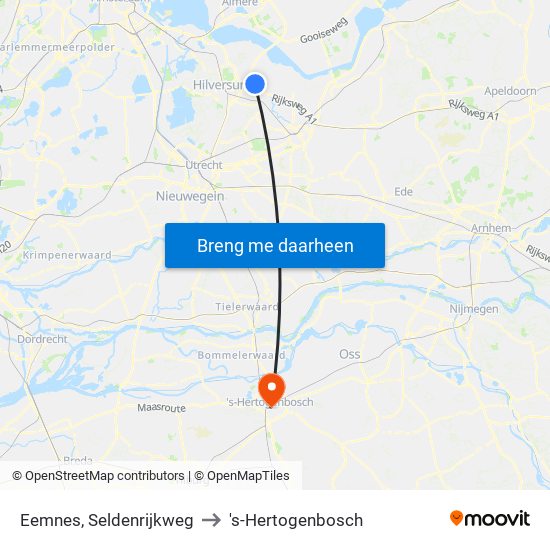 Eemnes, Seldenrijkweg to 's-Hertogenbosch map