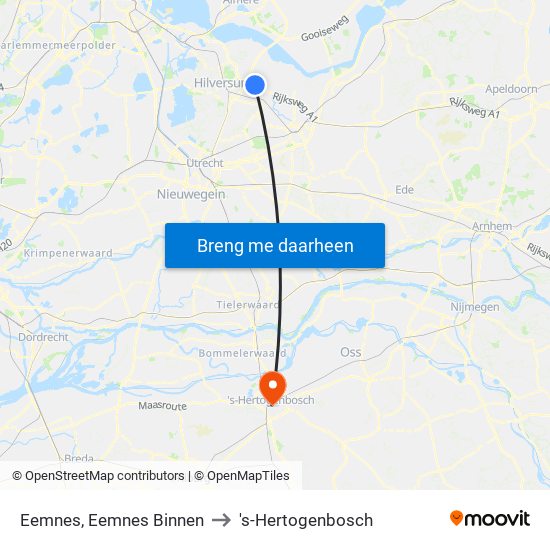 Eemnes, Eemnes Binnen to 's-Hertogenbosch map