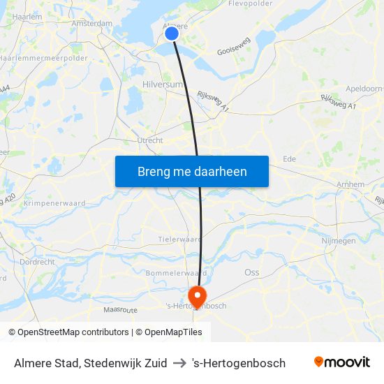 Almere Stad, Stedenwijk Zuid to 's-Hertogenbosch map