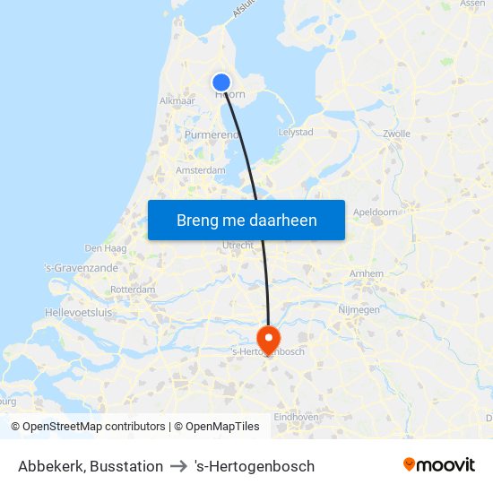 Abbekerk, Busstation to 's-Hertogenbosch map