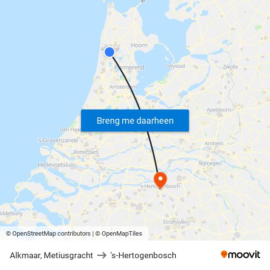 Alkmaar, Metiusgracht to 's-Hertogenbosch map