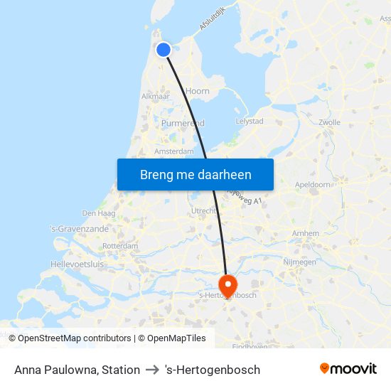 Anna Paulowna, Station to 's-Hertogenbosch map