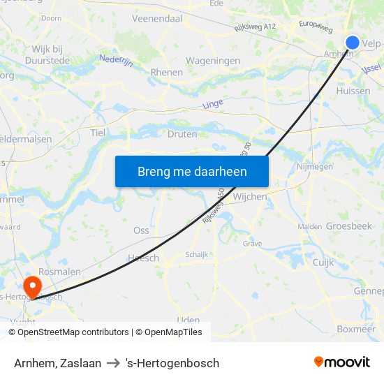 Arnhem, Zaslaan to 's-Hertogenbosch map