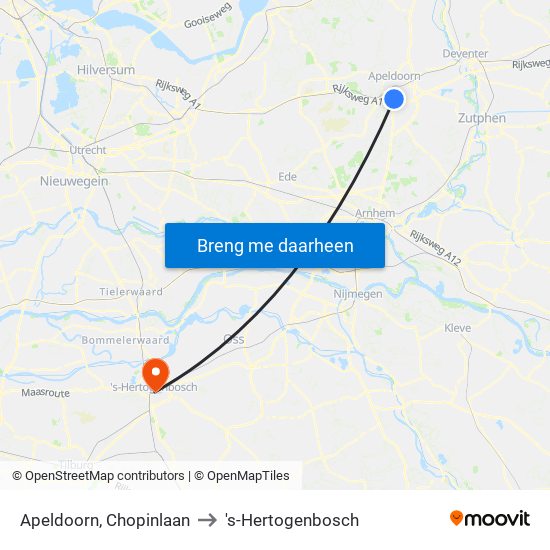 Apeldoorn, Chopinlaan to 's-Hertogenbosch map