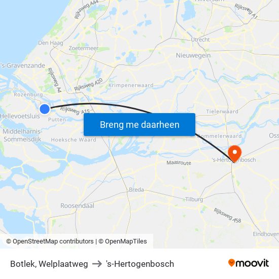 Botlek, Welplaatweg to 's-Hertogenbosch map