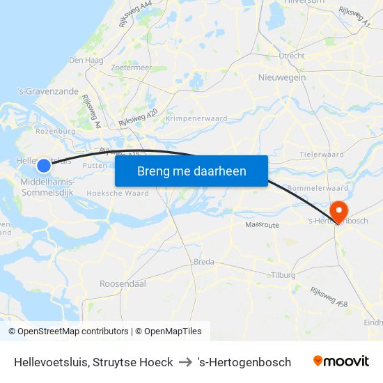 Hellevoetsluis, Struytse Hoeck to 's-Hertogenbosch map